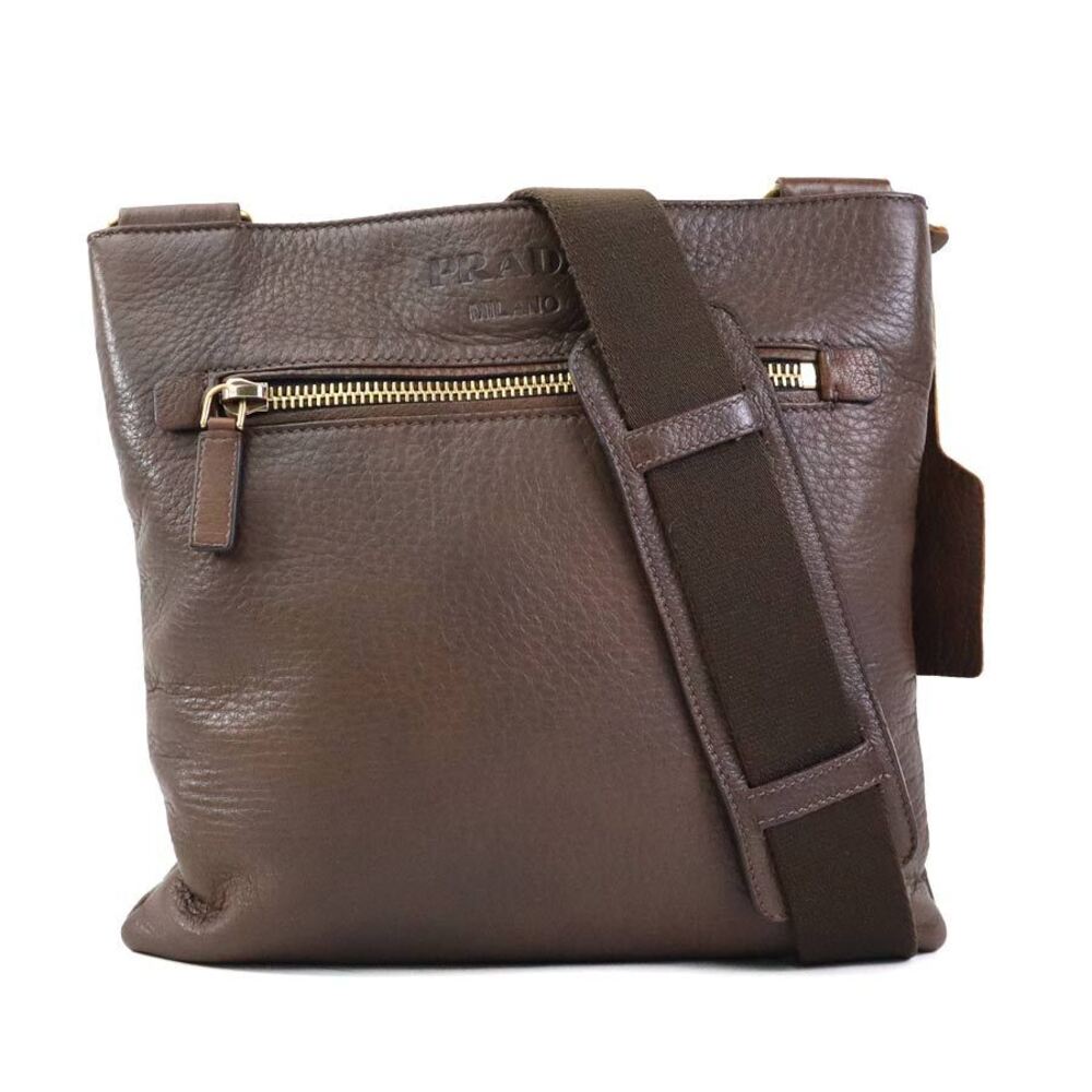 Prada leather gold shoulder brown crossbody bag - Picture 2 of 4